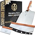 Deer & Oak Premium Pizza Peel & Rocker - Pizza Spatula - Pizza Peel Set - Pizza Oven Spatula - Pizza Peel Cutter - Pizza Cutter with Spatula - Pizza Peel Foldable Handle (Pizza Peel & Rocker)