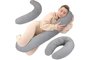 TOTSY BABY Coussin de grossesse et allaitement 190 cm – coussin maternité et corps oreiller de grossesse Soutien pour dormir sur le côté et allaiter Parfait pour femme enceinte oreillers en forme de C Oeko-Tex