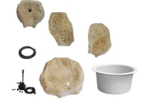 Wasserkaskaden Komplettanlage Komplettset Fulda Fels mit Kaskade, Beige/Braun, 130 x 42 x 50 cm, 5-teilig