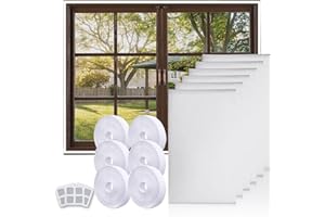 YongSral 6 Pcs Mosquiteras para Ventanas, 130 * 150cm Mosquitera Ventana Ajustable, Tela Mosquitera con 6 Cinta Autoadhesiva y 3 Parches de Ventana, Prevenir Eficazmente Mosquitos, Insectos (Blanco)