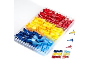Set di 120 connettori a T per auto, connettori elettrici a T, completamente isolati, connettori piatti, per cavo di collegamento rapido, 10-24 AWG Lewttyer
