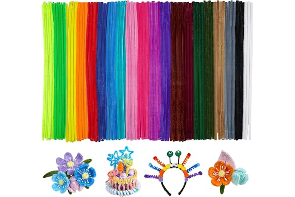 Ainiv 200PCS Cure Pipe Multicolore, Tiges de Fils Chenille Colorés Cure Pipes Cleaner Couleurs Assorties pour DIY Artisanat Décoration Fournitures Loisirs Creatifs