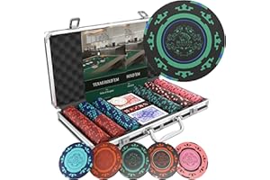 Bullets Playing Cards - Valigetta da poker Corrado – Set da poker con 300 chip da poker Clay senza valori – con pulsante di dealer in ceramica, confezione doppia di carte da poker