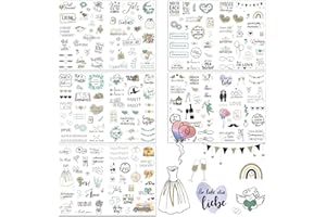 NXPUXP 213 Hochzeitsgästebuchaufkleber,Aufkleber im Vintage-Stil,Hochzeitsaufkleber für Gästebuch und Fotoalbum,Perfektes Aufkleberset für Fotoalbum(Grün)