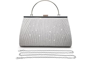 Pahajim Handtasche Damen Klein Clutch Glitzer Tasche Abendtasche Damen Elegante Brauttasche Umhängetasche für Hochzeit Party Date (Silber)