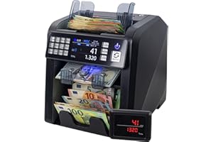 Jubula MV-600 Geldzählmaschine | Banknotensortierer für gemischte Geldscheine | UV/MG/IR/DD / 2CIS usw. | Exakt | EUR USD GBP SEK CHF usw. | Banknotenzähler | Geldzähler | Geldscheinzähler