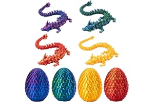 Qixuer 4 uova di drago stampate in 3D con drago, drago nell'uovo, giocattolo da scrivania per gli amanti dei draghi e delle case