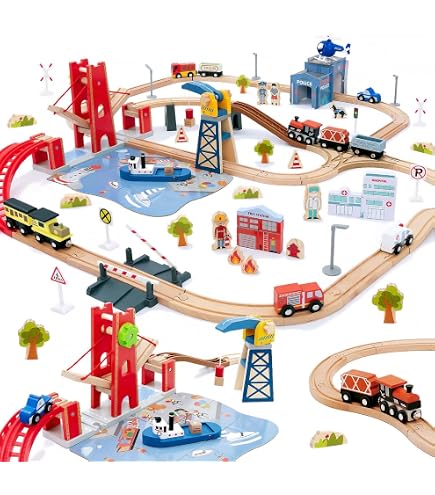Pont-levis Bigjigs Rail Pour Train En Bois - Jouet Éducatif Enfant 3+, Compatible Multi-Marques