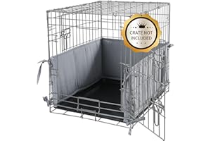 BALAPET Hundekäfig Stoßstange für die Haustür (nur Stoßstange, ohne Käfig), weiche Hundehüttenschutz mit Bändern, graues Hundebox-Pad, Zubehör für Welpenbox-Training, 61 x 45,7 x 25,4 cm