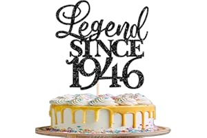 Xsstarmi 1 Pack Legend Since 1946 Cake Topper Glitter Happy 80th Birthday Cake Topper Cheers to 80 Years Cake Decoration for Happy 80th Men and Women Birthday Anniversary Party Cake Decorations Black