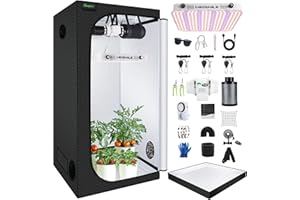 BOSYTRO Grow Box Kit Completo, Tenda da Crescita, Luce per Piante da 200W, Kit Completo di Tenda idroponica 600D con Sistema di Ventilazione, con Termoigrometro e Timer(100x100x200cm)