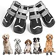 OHCOZZY Waterproof Dog Shoes, Anti-Slip Dog Boots with Reflective Straps, Wear-resistant Rubber Sole Dogs Paw Protector for Small Medium Large Dogs 4 Pcs(M,Black)