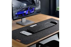 DUNSOO Tappetino Scrivania Feltro,100 x 40cm Tappeto Scrivania,Tappetino Mouse Grande,Tappetino Da Scrivania Antiscivolo,Adatto Per l'Uso In Ufficio e Home Office(Grigio scuro)