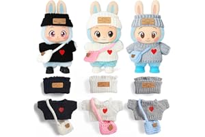 DOLLBIE 3 Sets Knit Doll Clothes Outfits Accessories Set for 17cm Dolls Include: 3 Sweater, 3 Hats, 3 Bags (Doll Not Included)