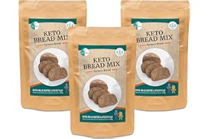 ‎GO-KETO Go-Keto Farmers Bread Keto Mieszanka do pieczenia 3x 270 g - mieszanka do pieczenia keto o niskiej zawartości węglowodanów na ok. 500g keto chleba proteinowego, złota mąka lniana i nasiona słonecznika