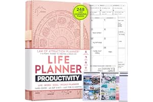 FREEDOM MASTERY Planificateur d’objectifs et loi de l’attraction – Un parcours de 12 mois pour créer votre vie de rêve – Journal de gratitude personnelle, planificateur de réussite hebdomadaire + autocollants