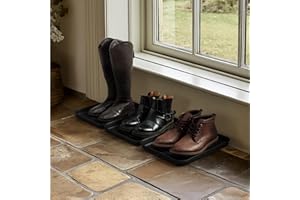 Navaris 3X Schuhablage Schuhabtropfschale klein - Schuhablage schmal 35x27x2,5cm - Erhöhter Rand - Schuhmatte Abtropfschale Schwarz für Schuhe - Schuhwanne Abtropfmatte Schuhtablett