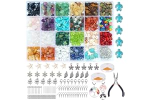 BLAESIFF Schmuck Selber Machen Set, 5-8 mm Naturstein Perlen für Schmuck Kristall perlen Selber Machen Set für DIY Armbänder, Halsketten, Armbänder, Ohrringe, Edelsteine ​​zum Auffädeln