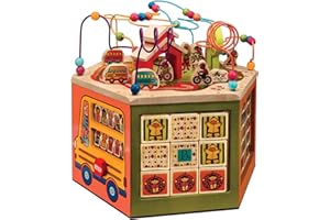 B. toys - Cubo di attività in legno - Youniversity - Octogone multi sensoriale di grandi dimensioni con perline e blocchi rotanti - Giocattoli educativi per l'apprendimento, 1 anno+