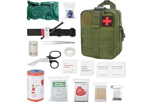 DAJASD Tactique Sac de Secours, 46PCS Trousse Kit de Premiers Soins Militaires, Tactique Militaire Traumatisme Trousse de Premiers Soins, Boîte de d'urgence de Survie Extérieur pour Maison, Camping