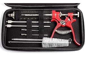 MILAGROSO Meat Injector Marinade Gun Stainless Steel Outdoor Kit Flavor Food Syringes & 4 Marinades Needles for BBQ Grill Smoker Injectors Professional Syringe Held Culinary Barbecue Tool