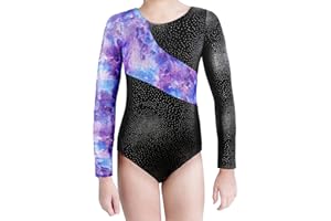 XiaoMoSha Gymnastics Leotards for Girls Long Sleeve/Sleeveless Dance Leotard Sparkle Ballet Dancewear for Kids 2-14 Years