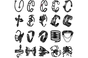 YADOCA Zestaw pierścionków w stylu vintage, 20 sztuk, dla kobiet i mężczyzn, Y2K, styl punk, otwarte, czarne, węże, nietoperz, diabeł, pająk, pazur, czaszka, biżuteria gotycka