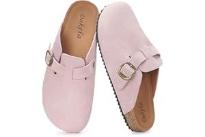DOKELA Suede Clogs for Women Men Soft Cork Footbed Leather Mules Comfort Slippers Potato Shoes with Arch Support