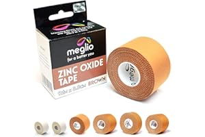 Meglio Zinc Oxide Tape - Strong Athletic Sports Strapping Tape for Support & Injury Recovery, Blister Prevention Tape, Ankle, Foot, Running, Rugby & Climbing, Non-Slip Grip Tape | (Brown) 3.8cm x 9.1m