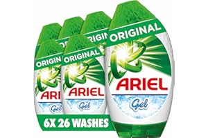 Ariel Washing Liquid Laundry Detergent Gel, 156 Washes (6 x 858 ml), Original, Brrrilliant Stain & Odour Removal From As Low As 15˚C