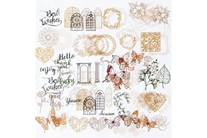 WUUOOEI Papel de Encaje Decorativo, 60 Pcs Corte de Encaje Hueco, Decorativo Scrapbooking, Papel Troquelados Scrapbooking para Album de Recortes, Tarjeta de Bricolaje