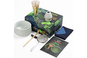 TEANAGOO Matcha Tea Set, Japanese Tea Set, Matcha Bowl, Matcha Bamboo Whisk, Scoop, Sifter, Matcha Whisk Holder, Matcha Whisk Stand, Matcha Whisk Set MSB-1,Matcha
