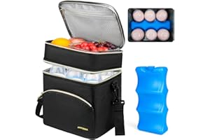 JAFFZORA Breastmilk Cooler Bag with Ice Pack, Insulated Baby Bottle Tote Bags Fits 6 Bottles Up to 9 Ounce, Double Layer Breastmilk Travel Carrying Case for Nursing & Working Mom,Black