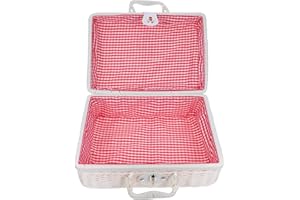 Tomaibaby Rattan Wicker Koffer Wicker Picknick Korb Stroh Lagerung Box mit Griffe Rattan Lagerung Box Reise Koffer Wicker Bin Behindern