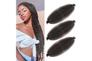 BLTYXT Springy Afro Twist Hair Soft Pre Separated Synthetic Marley Twist Braiding Hair for Locs Crochet Hair Extensions (24 Inch（Pack of 3）, 4#)