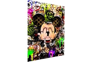 Magic Canvas Art Mickey Mouse Doigt Pop Art Toile 1 pièce Impression d'art de haute qualité Tableaux muraux - B8337 Matériau : Affiche sans cadre, Taille : 75 x 50 cm, Blanc