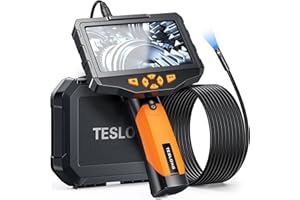Teslong Dual Lens Inspection Camera, 1080P Endoscope Cam with 5'' IPS Screen, Waterproof Borescope Camera with Lights, 5000mAh Battery, 32G Card, Hard Toolbox, Detachable Snake Scope (16.5FT/5M)