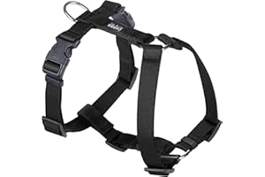 Chaba Guard Harnais pour Chien Moyen, Anti Traction, Réglable en 5 Points, Empêchant la Traction et l'étouffement, Confortable et léger, Harnais de Poitrine Classique, Harnet Chien, Taille L, Noir