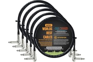 WORLDS BEST CABLES 5 unités – Van Damme Pro Grade Classic XKE – 60 cm – Premium Flexible Shielded Guitare basse Pédale d'effets Instrument, câble – profil bas, Pancake à angle droit type de connecteurs (6.35 mm) TS