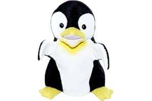 BAUER SPIELWAREN Heinrich Bauer - 11837 - Marionnette à Main Pingouin en Peluche - Noir/Blanc/Jaune