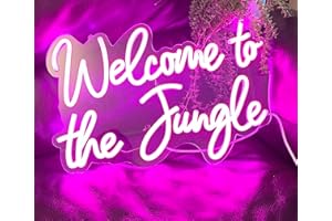 DAKABUKA Insegne al neon a LED rosa con scritta "Welcome to the Jungle" per decorazione da parete, USB, per giardino, casa, portico, negozio, Natale, soggiorno, bar, decorazione (41 x 28 cm)