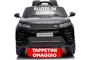MONDIAL TOYS Land Rover Range Rover Evoque 12V Auto Elettrica per Bambini con Ruote in Gomma Sedile in Pelle Cintura 5 Punti Telecomando Luci LED Bluetooth MP3 USB Ammortizzatori Tappetini Inclusi (Nero)