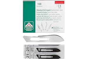 Shehadeh - 100 Stück sterile Skalpellklingen Figur 21 für Skalpellhalter Nr. 4 - Extrem scharf