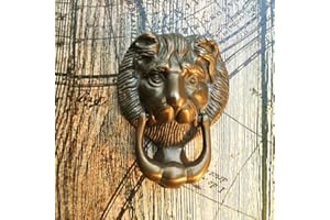 Antikas - Heurtoir de porte en laiton - Motif lion - Heurtoir de porte d'entrée - Heurtoir de porte comme antique