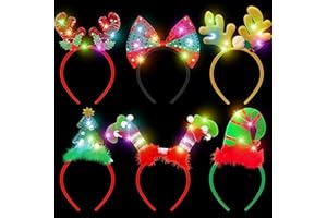 Piucrty Haarreif Weihnachten Led Kopfschmuck Erwachsene Weihnachtshaarreifen Accessoires Damen Weihnachtskopfschmuck 6 Stück Rentier Haarreifen Weihnachts Christmas Headbands Weihnachtsassesoires
