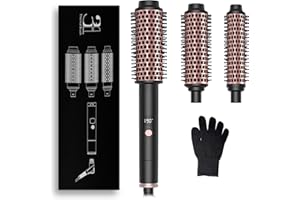 ‎OKWRAP OKWRAP Thermal Brush 30/38/45mm 3 en 1 Thermal Brush set 3 Ersatzbürsten Hot Brush Rundbürste Volumen Haar Kamm mit 110–190 ℃ Digitalanzeige, Thermo Bürste für Wurzelvolumen und Lockere Locken