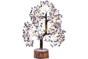 FASHIONZAADI Amethyst crystal tree, crystals and gemstones tree of life artificial bonsai crystal tree, decorative home accessories, house warming gifts new home, gifts for women birthday unique, 10-12 inch