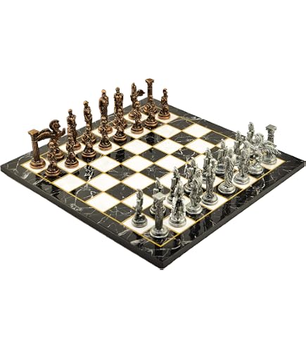 Pièces D'échecs Rome Antique – Figurines En Zamak Faites Main – Hauteur Roi 10,9 Cm – Coffret Métal De Qualité – Échiquier Non Inclus – Cadeau Décoration