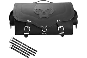 ‎ORLETANOS ORLETANOS Big Skull für Sissybar kompatibel mit Harley Davidson Gepäckkoffer Koffer Gepäckträger Chopper XL Groß schwarz Lederkoffer HD universal Gepäckrolle