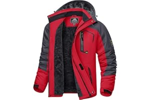 KEFITEVD Giacche in Pile Invernali da Uomo Calde Impermeabili da Sci Termici con Cappuccio Staccabile